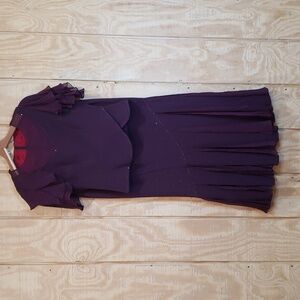 Junnie Leigh NWT Burgundy Purple Swarovski Embellished Top Skirt Set Siz…